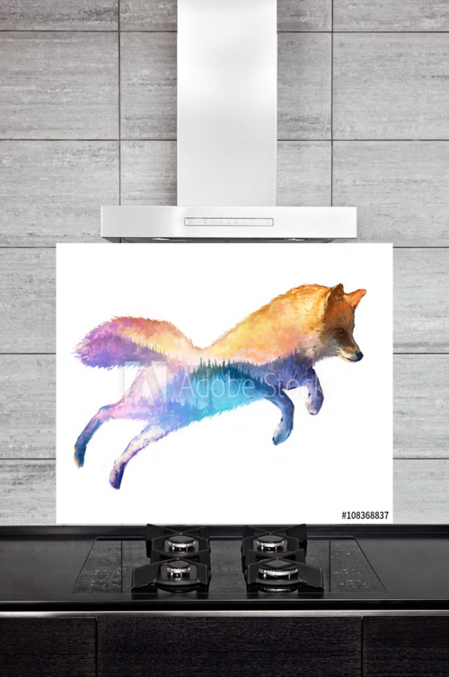 Kitchen Splashback Fox Illustration
