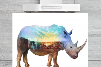 Kitchen Splashback Rhino Illustration