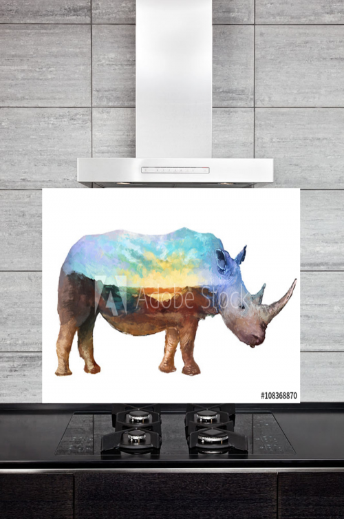 Kitchen Splashback Rhino Illustration