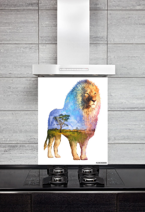 Kitchen Splashback Lion Illustration