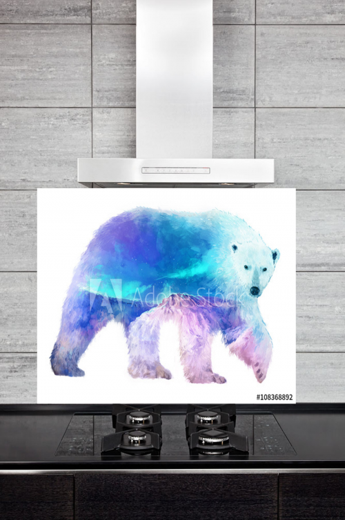 Kitchen Splashback Polar Bear Illustration