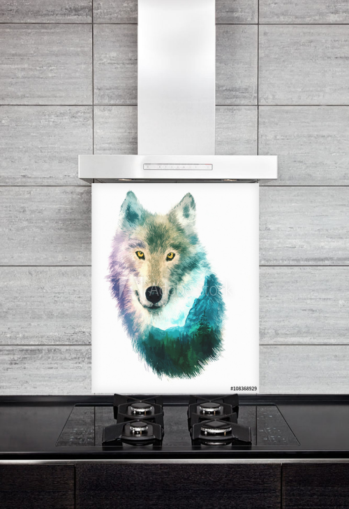 Kitchen Splashback Wolf Illustration