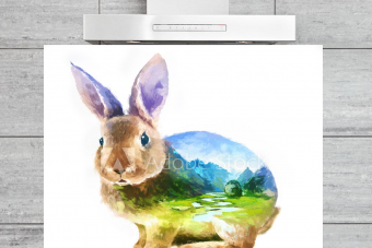 Kitchen Splashback Rabbit Illustration