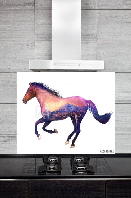 Kitchen Splashback Horse Illustration