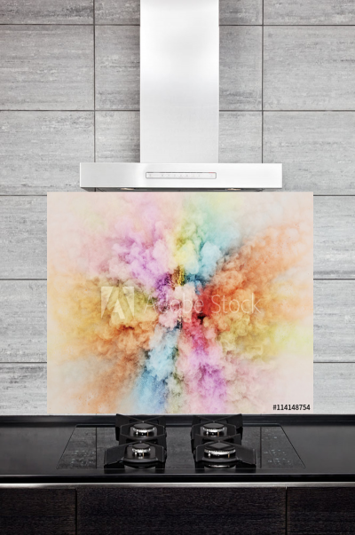 Kitchen Splashback Rainbow Powder Explosion