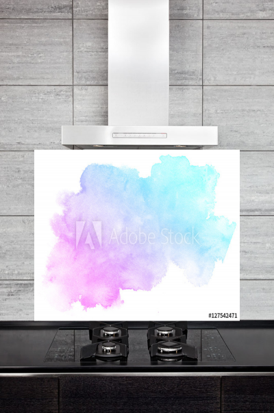 Kitchen Splashback Pink and Blue Watercolor