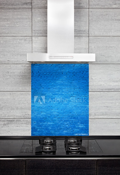 Kitchen Splashback Blue Brick Wall