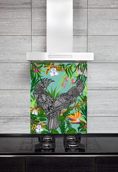 Kitchen Splashback Cockatoos in a Jungle