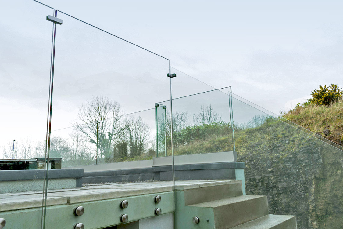 glass, balustrade, clear view, sligo, steps, stairs
