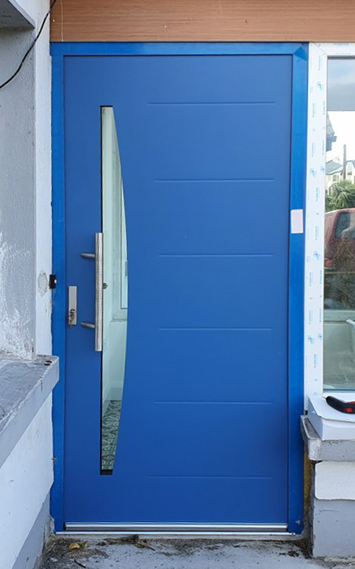 022 Vetrex Premium Door 70 Model Ame Colour Light Blue RAL 5023T Corail Pull Handle Inox 500mm