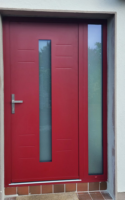 04 Vetrex Premium Door 70 Model Lumiere Colour Crimson Red RAL 3004T Handle Inox