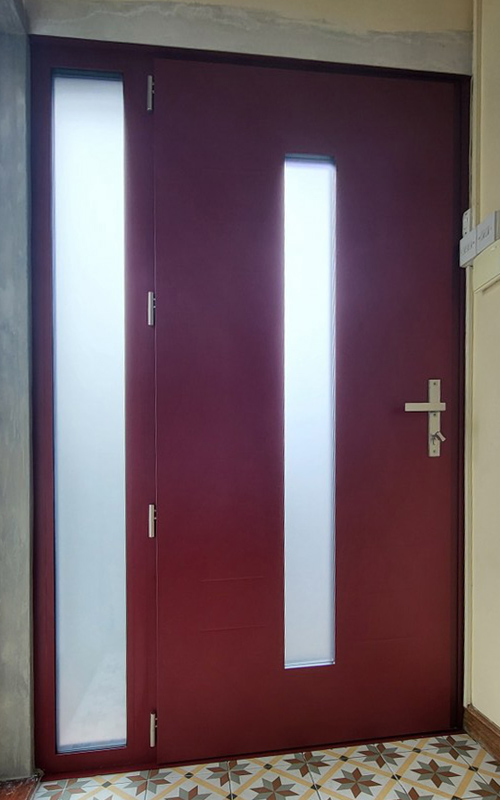 05 Vetrex Premium Door 70 Model Lumiere Colour Crimson Red RAL 3004T Handle Inox