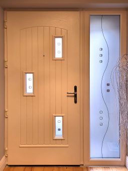Palladio Composite Door Orpen with decorTG175 frosted glass External Anthracite Grey Internal Cream 02