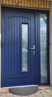 Palladio Composite Door Rome with frosted glass External Blue Internal White 01